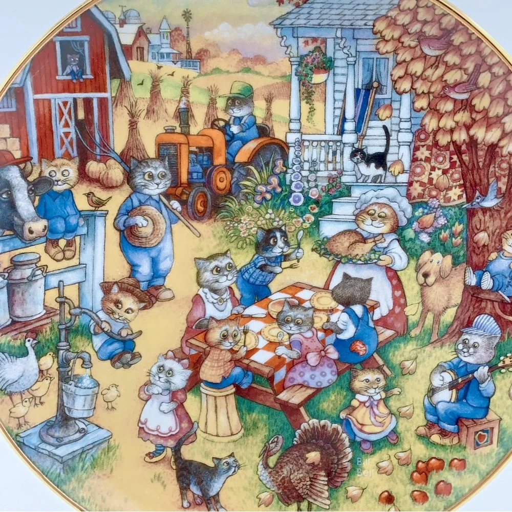 Franklin Mint “A Purrfect Feast” Bill Bell Limited Edition Fine Porcelain Plate - Picture 3 of 3